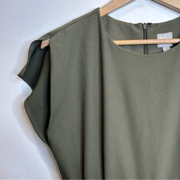 ASOS split cap sleeve midi pencil dress with buckle - Picture 6 of 11